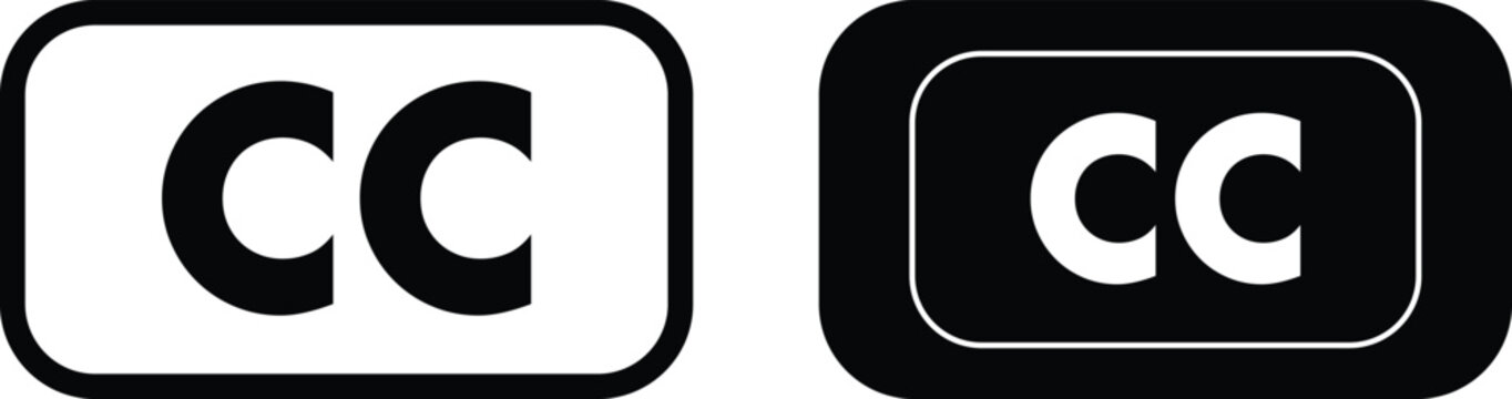 Closed caption icons. Subtitles and CC symbols. Universal Caption Symbols. accessibility graphic design. Multimedia and streaming signs