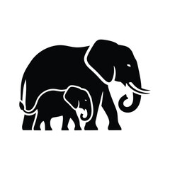Obraz premium Elephant And Calf Family Silhouette