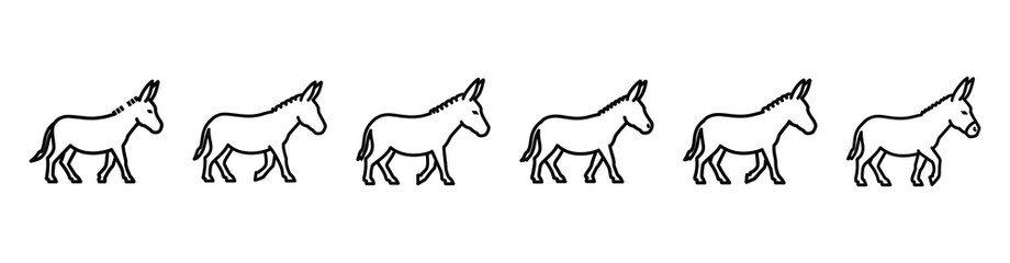 Obraz premium donkey silhouette walk Line art illustration isolated on white background of palm sunday icons