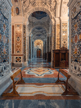 Ornate hallway with intricate baroque architecture