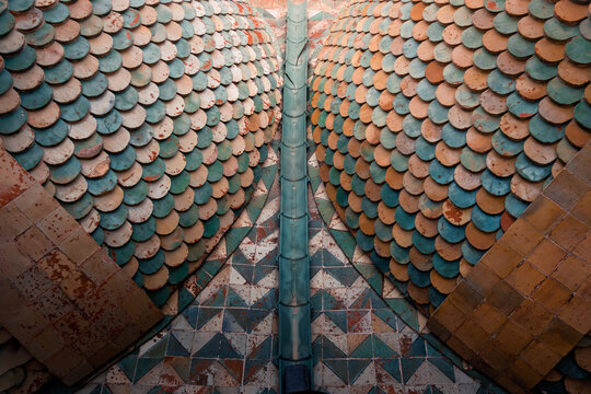Decorative rooftop tiles pattern in Palermo