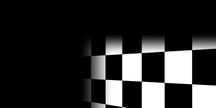 Chess perspective floor background. Black and white chessboard perspective floor texture. Checker board pattern surface. Fading away vanishing checkerboard background. Abstract vector 