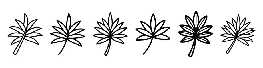 palm branch christian Line art illustration isolated on white background of palm sunday icons