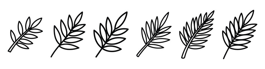 Fototapeta premium palm branch church Line art illustration isolated on white background of palm sunday icons