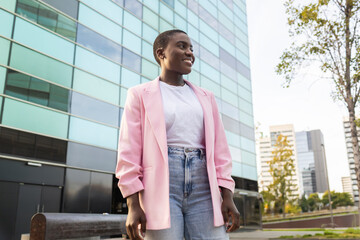 Confident African businesswoman in urban setting