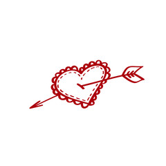 Love hand drawn vector illustration. Heart vector icon