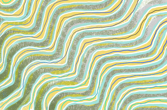 Abstract waves of color in digital art pattern