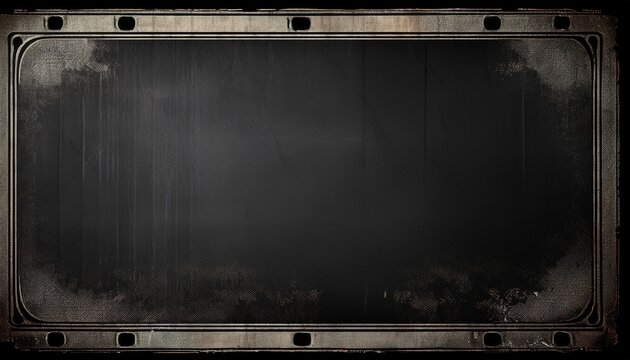 a worn vintage film frame featuring a textured black background with distressed edges and stripes perfect for artistic projects or photo displays