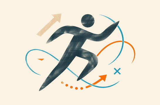 Dynamic abstract figure representing motion and growth