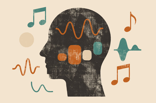 Abstract art of creative mind and music concept