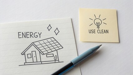 Solar Panel Sketch on Paper Promoting Clean Energy