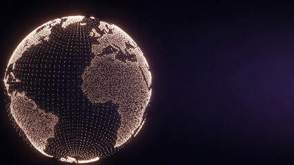 Glowing digital globe with network connections on dark background