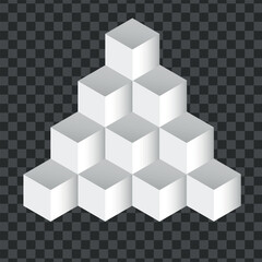 Obraz premium Abstract 3D white cubes arranged on a black geometric background creating a modern business and technology design