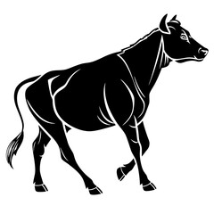 Obraz premium Black and white silhouette of a cow