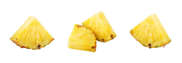 Fototapeta na wymiar Set of slices of pineapple isolated on transparent background. PNG