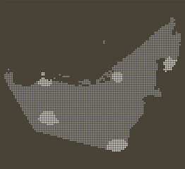 UAE Logistics Hub Map with Dotted Port Infrastructure and Supply Chain Nodes. United Arab Emirates dotted map.
