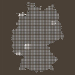   Germany Industrial Geography Map with Dotted Population Heatmap Density. Germany dotted map.