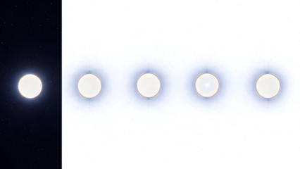 A stunning visual display of glowing white orbs floating in the dark