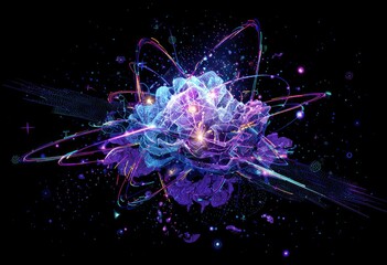 Abstract atomic explosion, vibrant colors