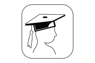 Academic degree icon with mortarboard hat for educational software design