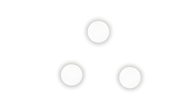 Three white circles arranged in triangular formation on plain background - Powered by Adobe