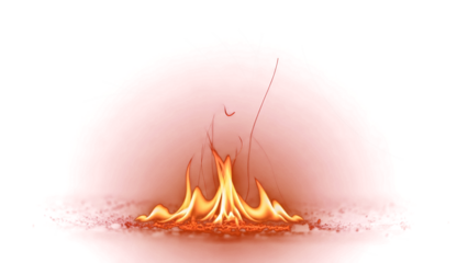 A vibrant fire burns intensely outdoors in a natural setting with flames and sparks.