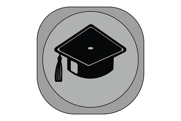 Graduation hat icon on a rounded square button for student mobile apps