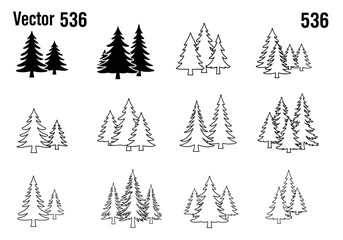 Obraz premium Assortment of Christmas Tree Icons, Solid, Outline, and Grouped