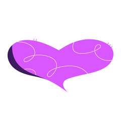 Purple abstract heart shape with smooth curves and decorative lines. Love symbol for Valentine's Day, wedding design, greeting cards, stickers, posters, branding, packaging and social media