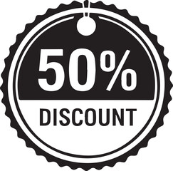 Sale badge with 50 percent discount label on circular background