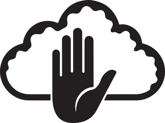 A hand gesture symbolizing refusal or denial against a cloud background in a graphic illustration
