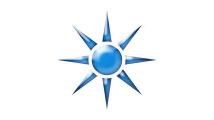 Fototapeta premium 3D glossy aqua blue shape design of Sun.