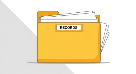 Record storage folder with documents inside