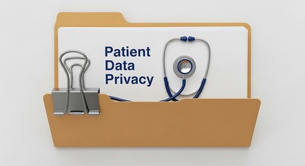 Patient data privacy file with stethoscope