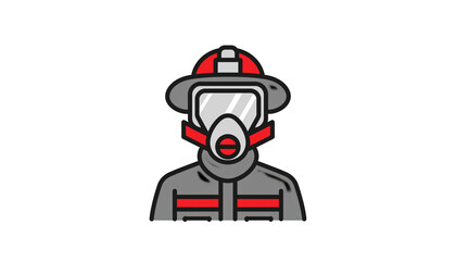 Fototapeta premium Firefighter Oxygen Mask Icon – Vector Flat Style