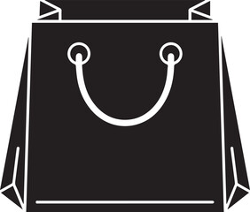 Illustration of a black shopping bag with white outlines and handles on a white background