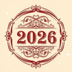 Vintage 2026 Decorative Badge