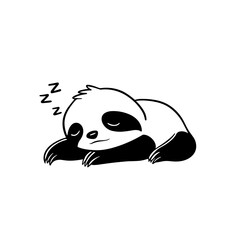 Obraz premium Sloth. Sloth simple black and white line art vector logo