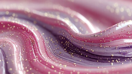 Glistening Pink and Purple Liquid Swirls with Gold Glitter