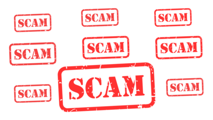 Transparent scam alert text