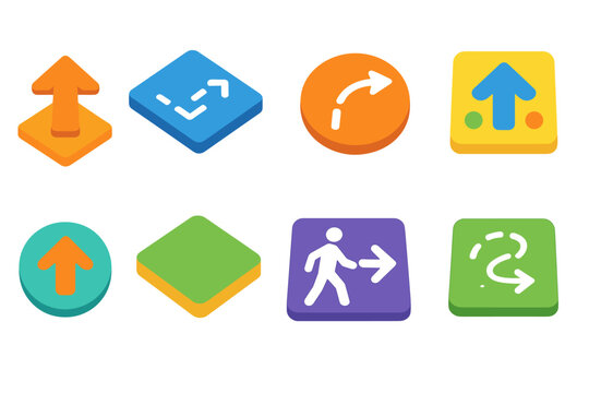 Navigation, direction 3d icon set. Arrows and pathfinding icons collection.