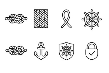 Nautical, marine outline icon set. Navigation, sailing symbols collection in outline style © BlaBla Car