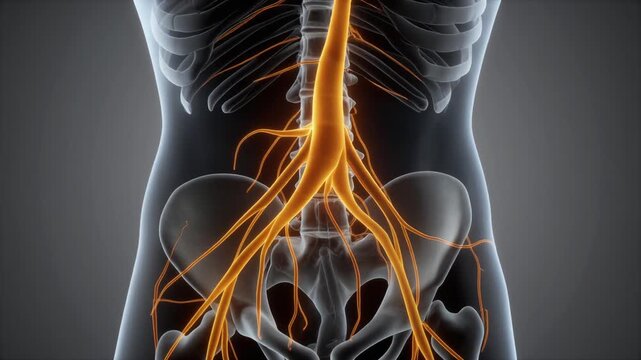 Abstract animation of human nervous system showing the intricate pathways and connections of nerves