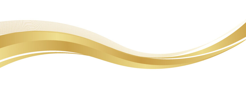 gold wave curve, golden wave corner shape for element, stripes ribbon golden graphic, striped gold