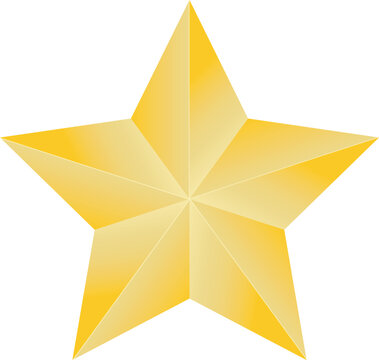 A single, shiny yellow star isolated on transparent background
