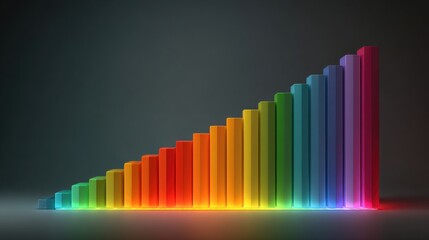 A vibrant, colorful bar graph representing growth or progress, set against a dark background, showcasing a visually striking design.