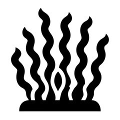 Obraz premium Black flame icon, fire symbol, burning wavy lines on white background