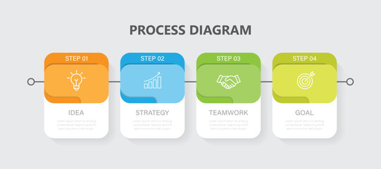 Business chart infographic with 4 step or option. Process diagram, Infographic elements vector illustration.