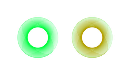 Dual Neon Green and Gold Geometric Wireframe Rings