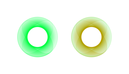 Dual Neon Green and Gold Geometric Wireframe Rings